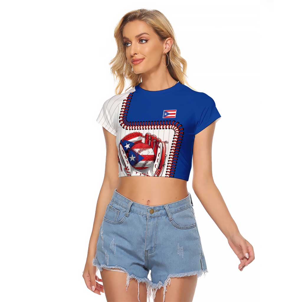 Custom Dripping Baseball Puerto Rico Raglan Cropped T Shirt