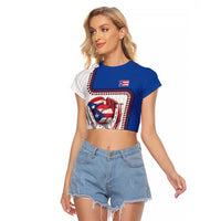 Custom Dripping Baseball Puerto Rico Raglan Cropped T Shirt