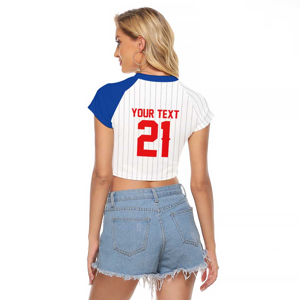 Custom Dripping Baseball Puerto Rico Raglan Cropped T Shirt