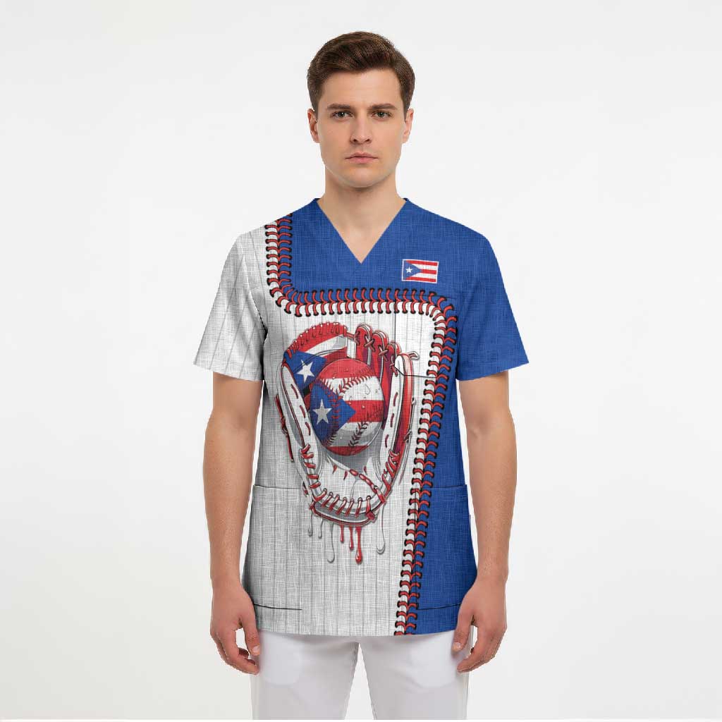 Custom Dripping Baseball Puerto Rico Scrub Top