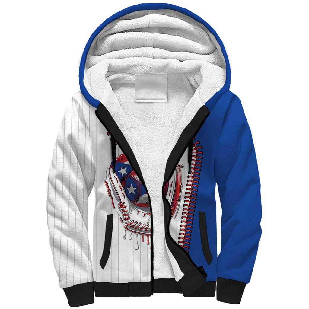 Custom Dripping Baseball Puerto Rico Sherpa Hoodie