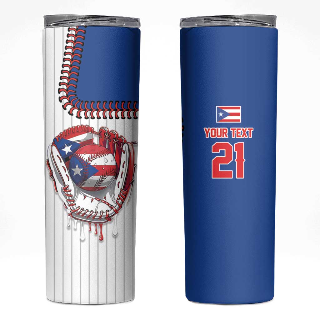 Custom Dripping Baseball Puerto Rico Skinny Tumbler