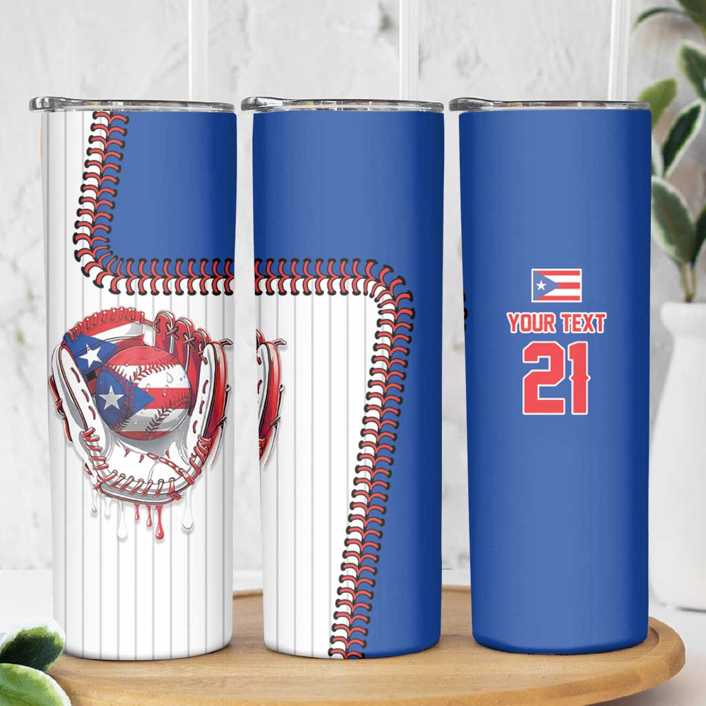Custom Dripping Baseball Puerto Rico Skinny Tumbler