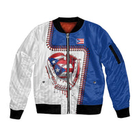 Custom Dripping Baseball Puerto Rico Sleeve Zip Bomber Jacket