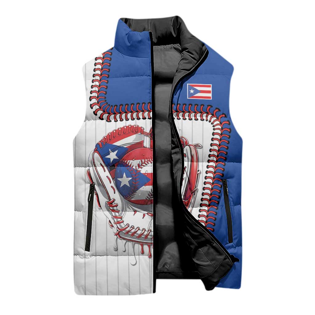 Custom Dripping Baseball Puerto Rico Sleeveless Puffer Jacket