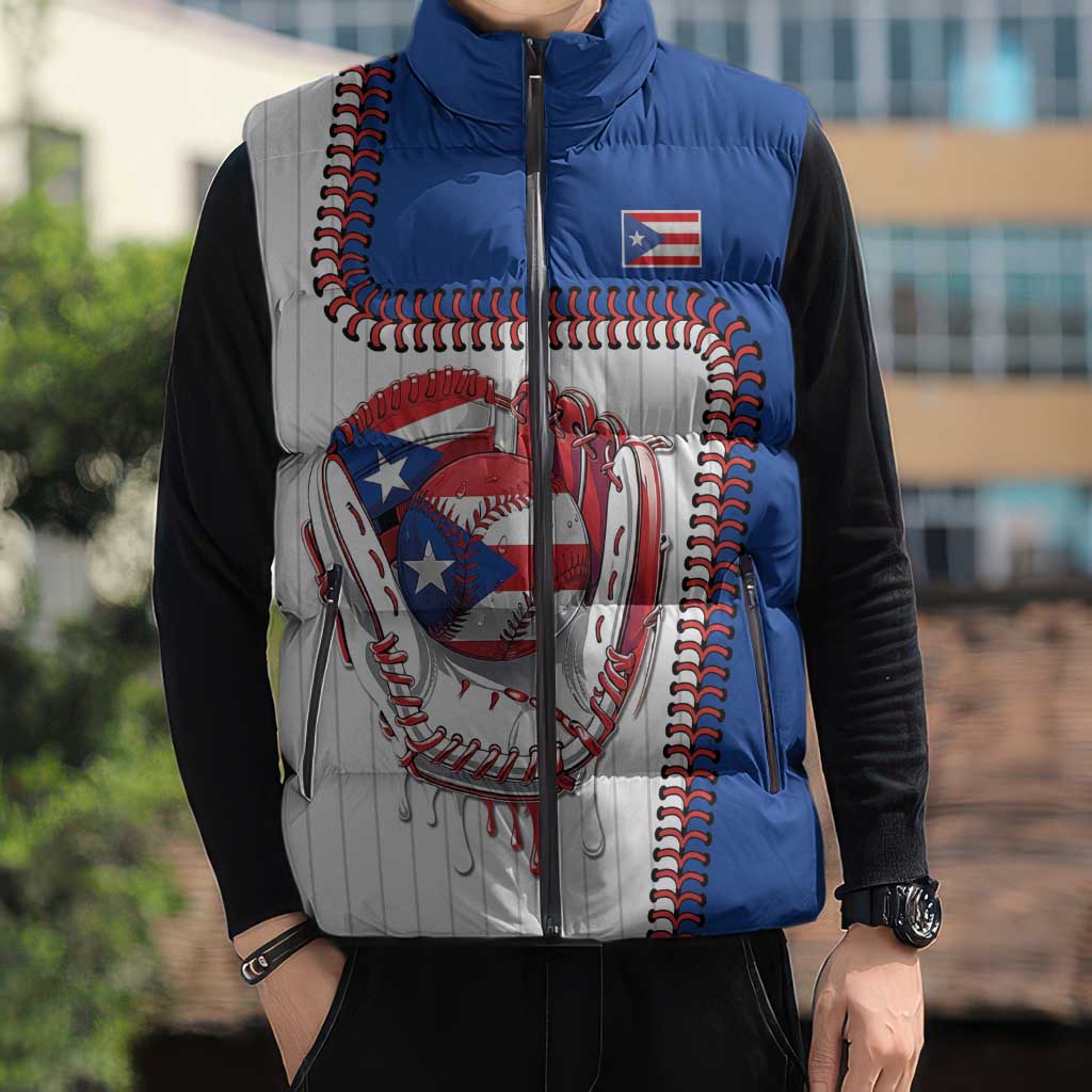 Custom Dripping Baseball Puerto Rico Sleeveless Puffer Jacket