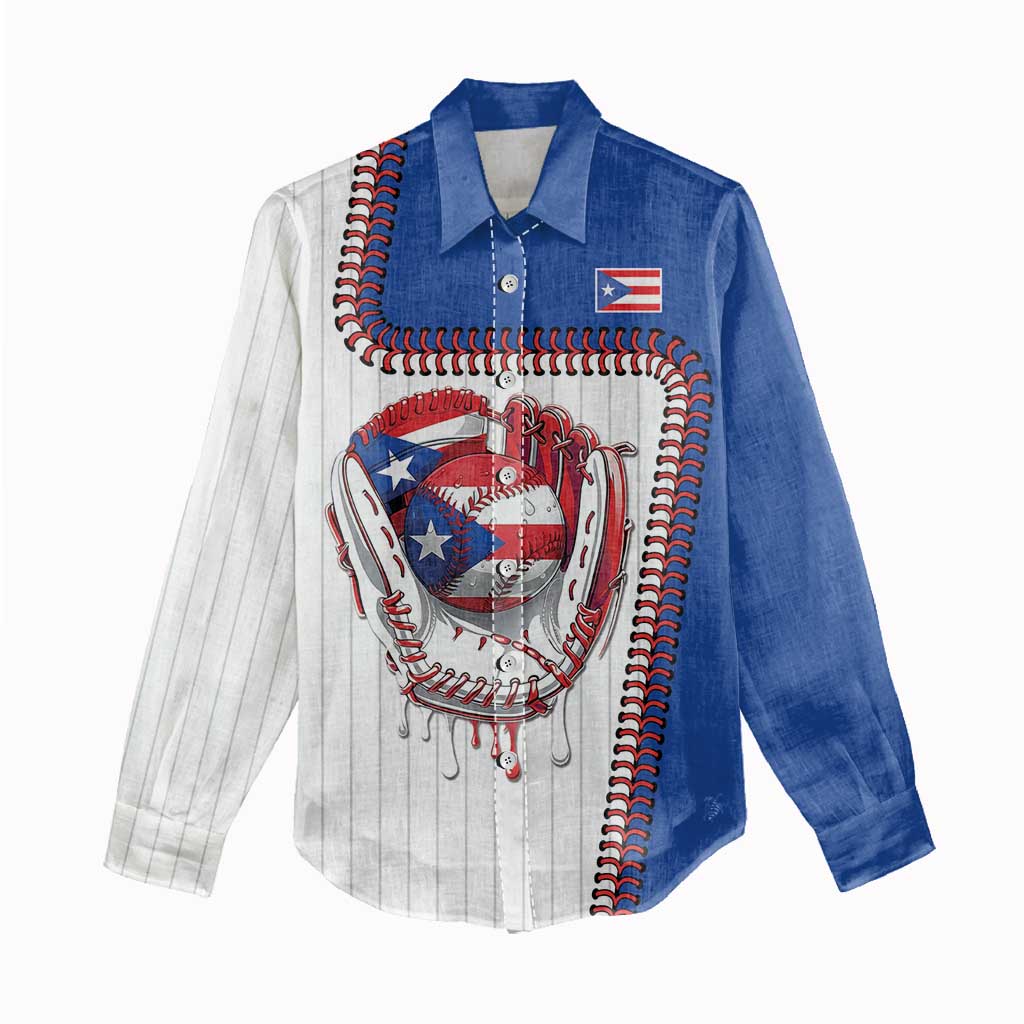 Custom Dripping Baseball Puerto Rico Women Casual Shirt
