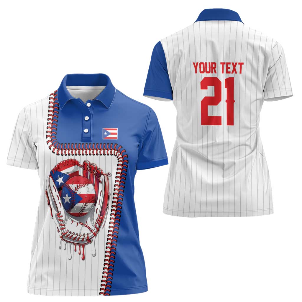 Custom Dripping Baseball Puerto Rico Women Polo Shirt