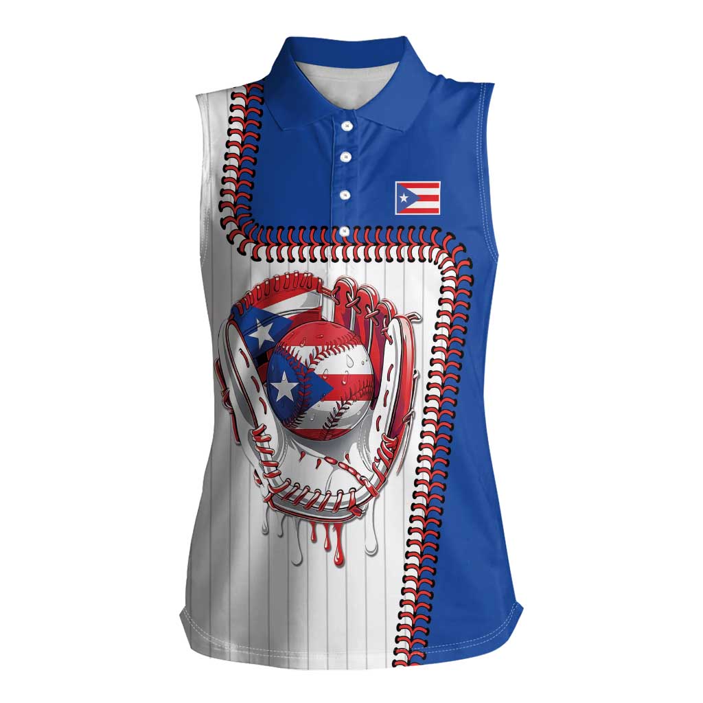 Custom Dripping Baseball Puerto Rico Women Sleeveless Polo Shirt