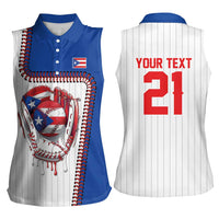 Custom Dripping Baseball Puerto Rico Women Sleeveless Polo Shirt