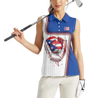 Custom Dripping Baseball Puerto Rico Women Sleeveless Polo Shirt