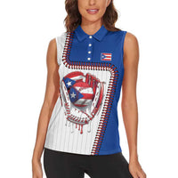 Custom Dripping Baseball Puerto Rico Women Sleeveless Polo Shirt