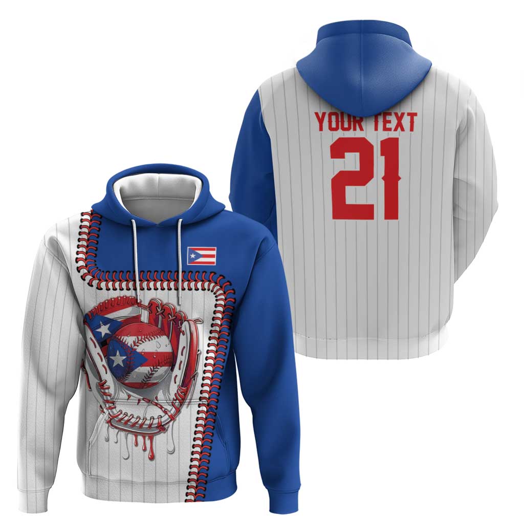 Custom Dripping Baseball Puerto Rico Zip Hoodie