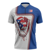 Custom Dripping Baseball Puerto Rico Zipper Polo Shirt