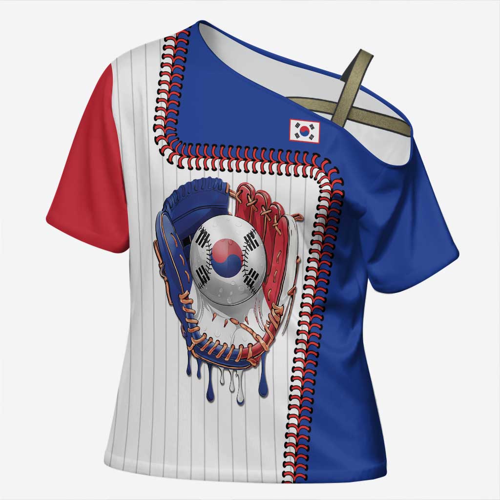 Custom Dripping Baseball South Korea Cross Shoulder Shirt