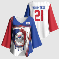 Custom Dripping Baseball South Korea Kimono Sleeve Blouse