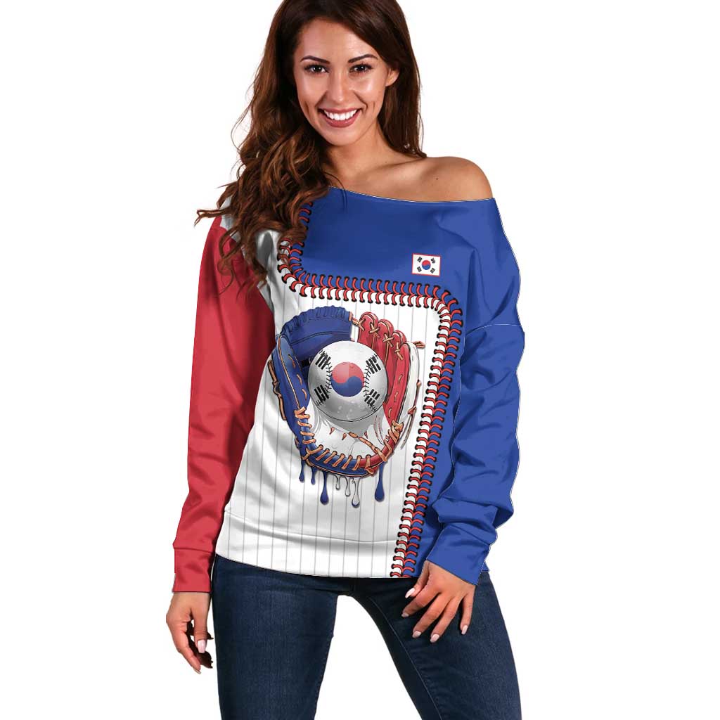 Custom Dripping Baseball South Korea Off Shoulder Sweater