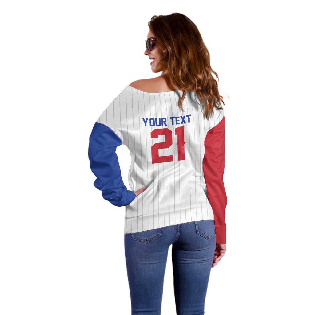 Custom Dripping Baseball South Korea Off Shoulder Sweater