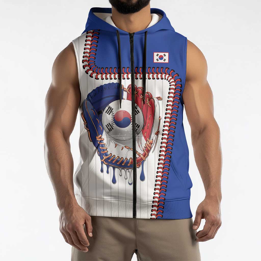 Custom Dripping Baseball South Korea Sleeveless Zip Hoodie