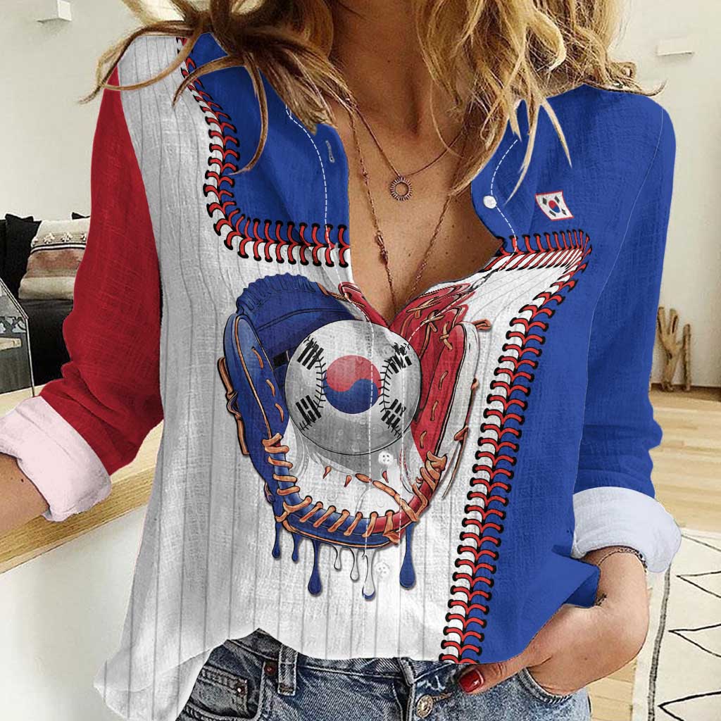 Custom Dripping Baseball South Korea Women Casual Shirt