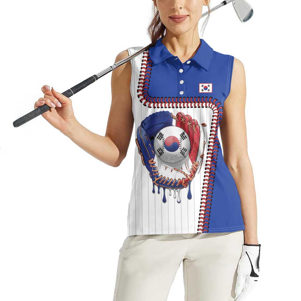 Custom Dripping Baseball South Korea Women Sleeveless Polo Shirt