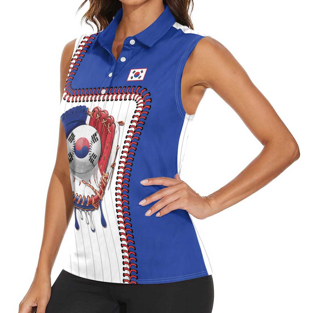 Custom Dripping Baseball South Korea Women Sleeveless Polo Shirt