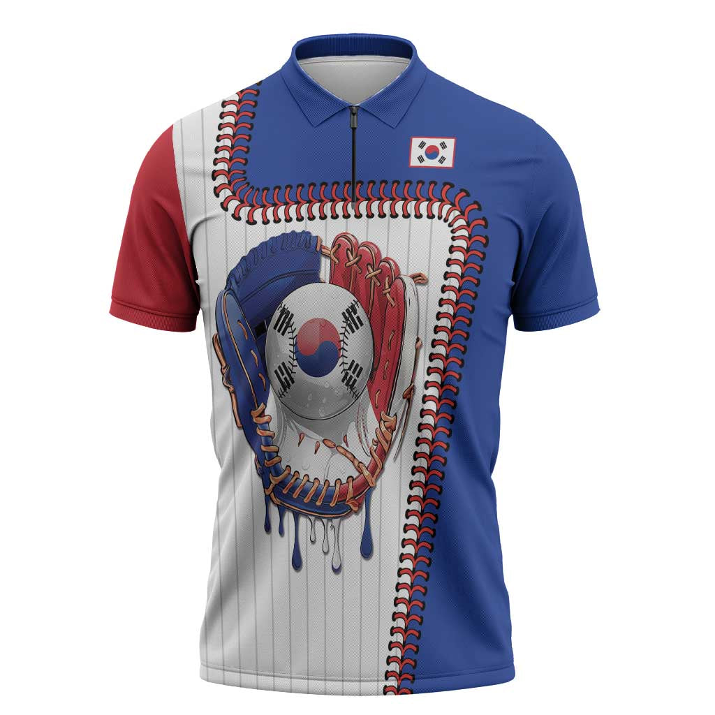 Custom Dripping Baseball South Korea Zipper Polo Shirt