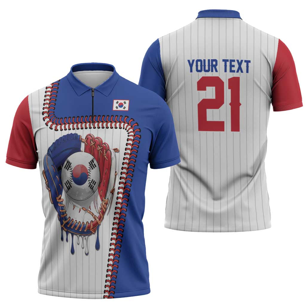 Custom Dripping Baseball South Korea Zipper Polo Shirt