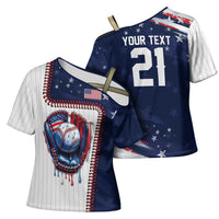 Custom Dripping Baseball United States Cross Shoulder Shirt