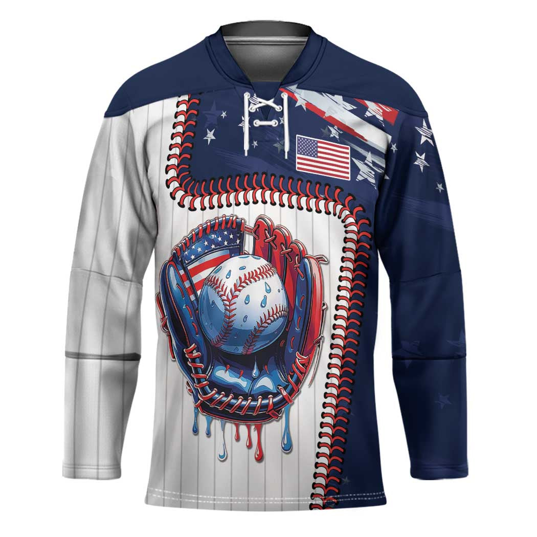 Custom Dripping Baseball United States Hockey Jersey