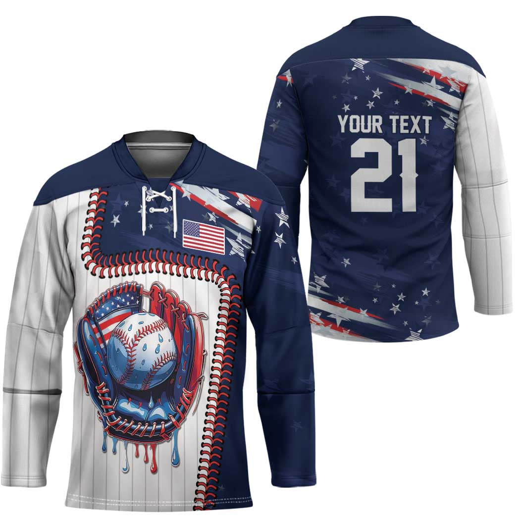 Custom Dripping Baseball United States Hockey Jersey