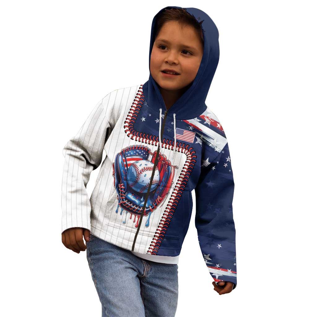 Custom Dripping Baseball United States Kid Hoodie
