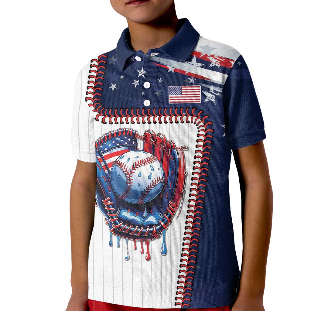 Custom Dripping Baseball United States Kid Polo Shirt