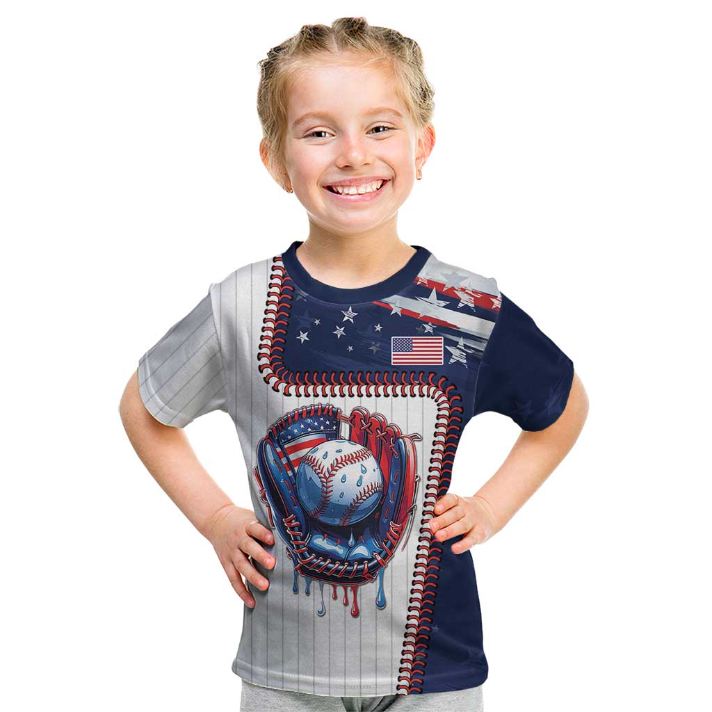 Custom Dripping Baseball United States Kid T Shirt