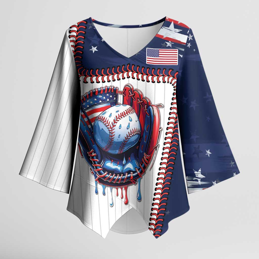 Custom Dripping Baseball United States Kimono Sleeve Blouse