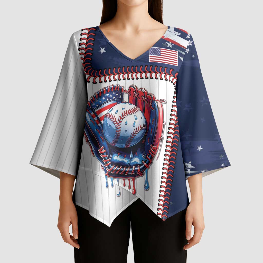 Custom Dripping Baseball United States Kimono Sleeve Blouse