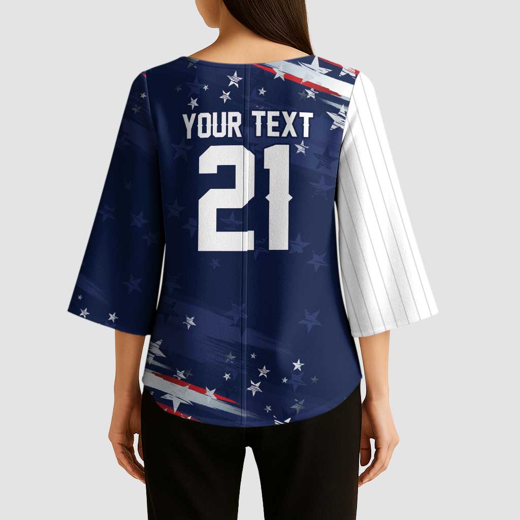 Custom Dripping Baseball United States Kimono Sleeve Blouse