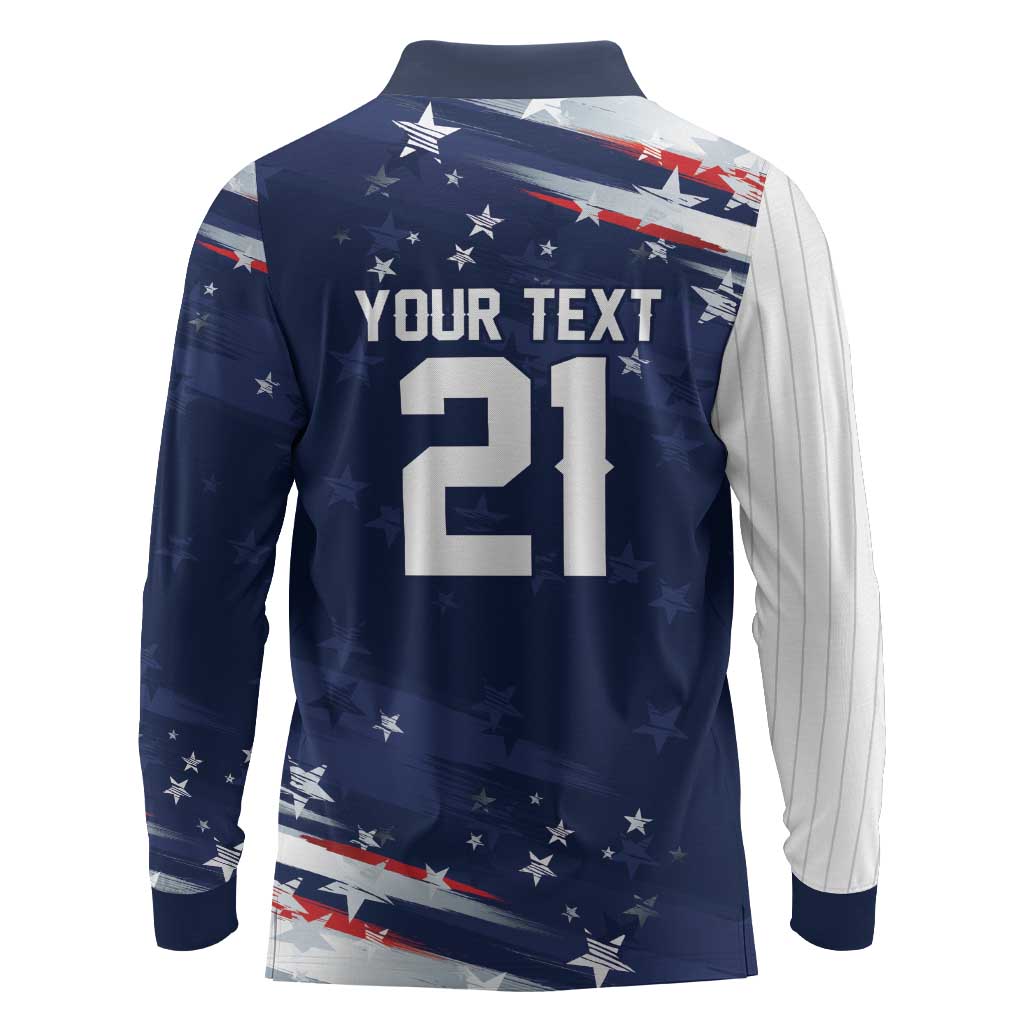 Custom Dripping Baseball United States Long Sleeve Polo Shirt