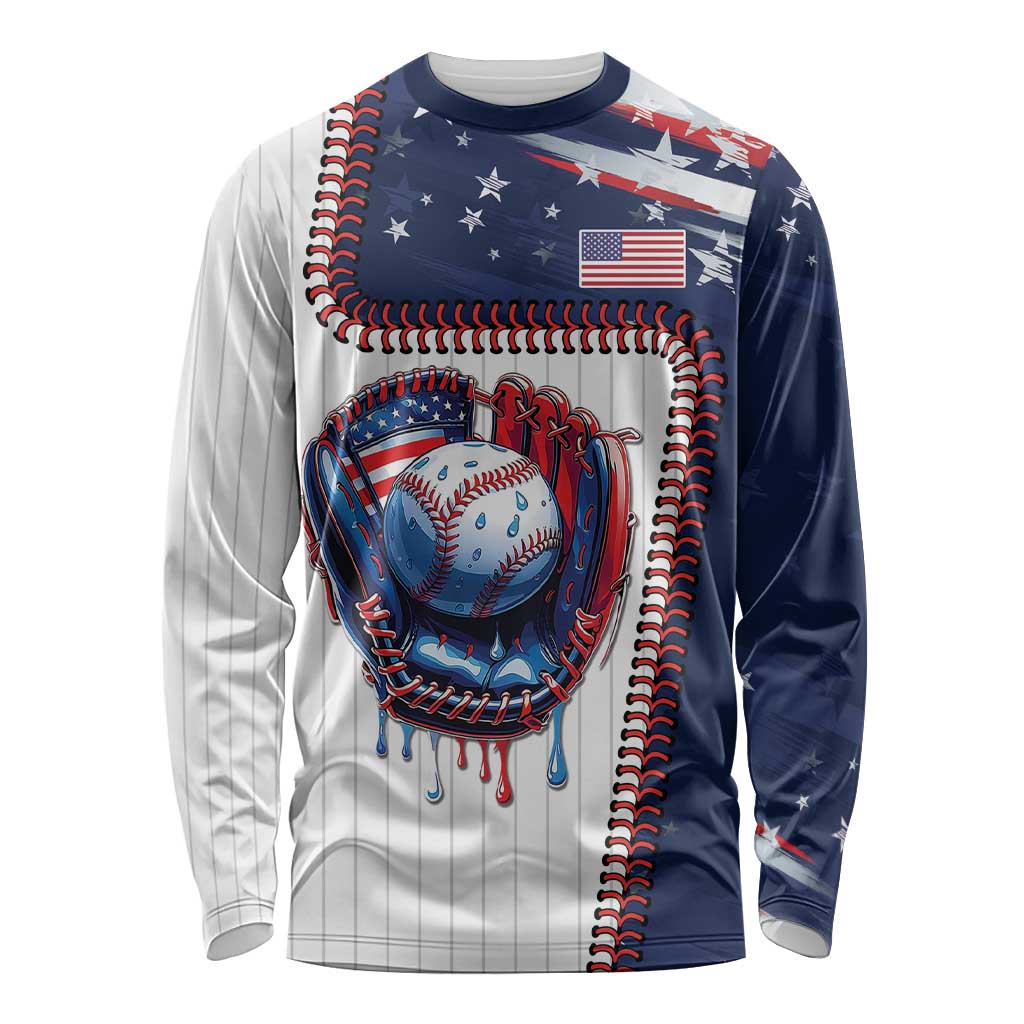 Custom Dripping Baseball United States Long Sleeve Shirt