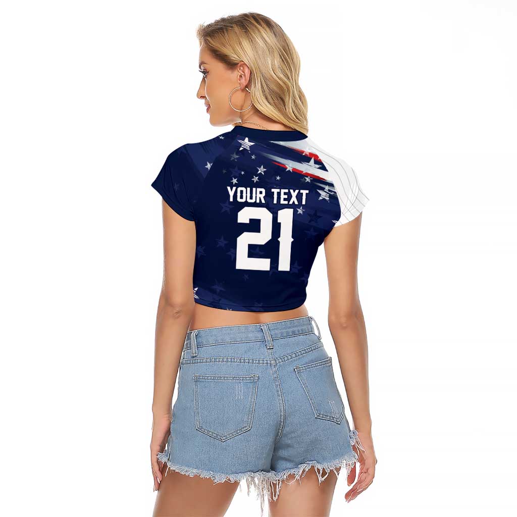 Custom Dripping Baseball United States Raglan Cropped T Shirt