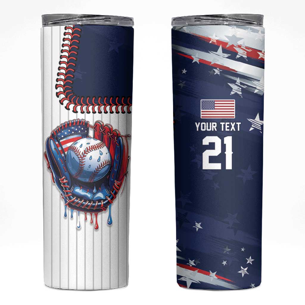 Custom Dripping Baseball United States Skinny Tumbler