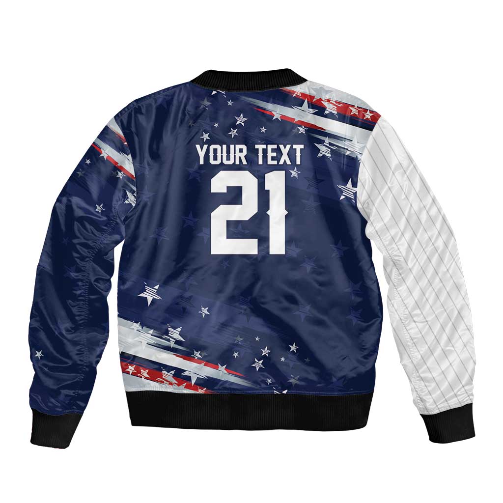 Custom Dripping Baseball United States Sleeve Zip Bomber Jacket