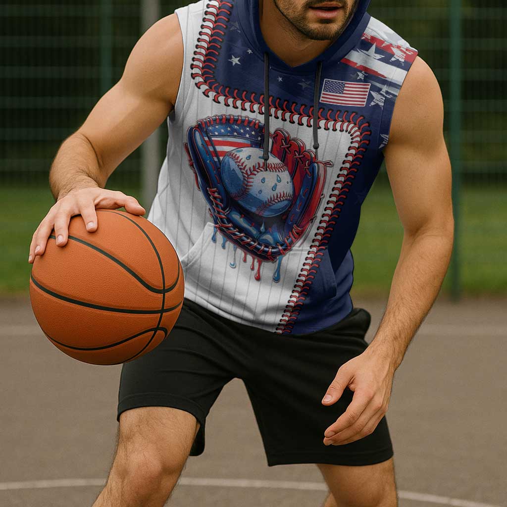 Custom Dripping Baseball United States Sleeveless Hoodie