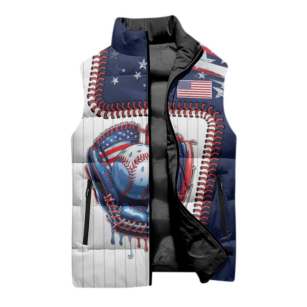 Custom Dripping Baseball United States Sleeveless Puffer Jacket