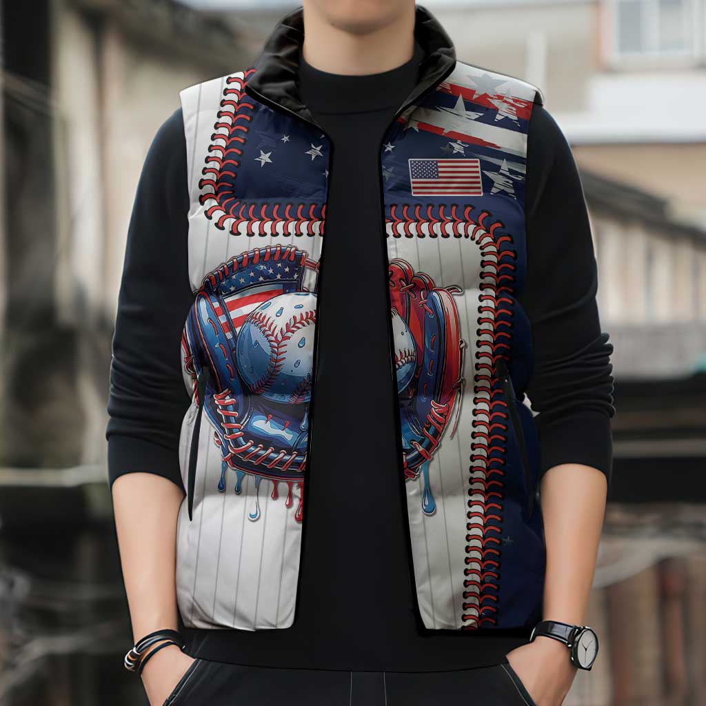 Custom Dripping Baseball United States Sleeveless Puffer Jacket