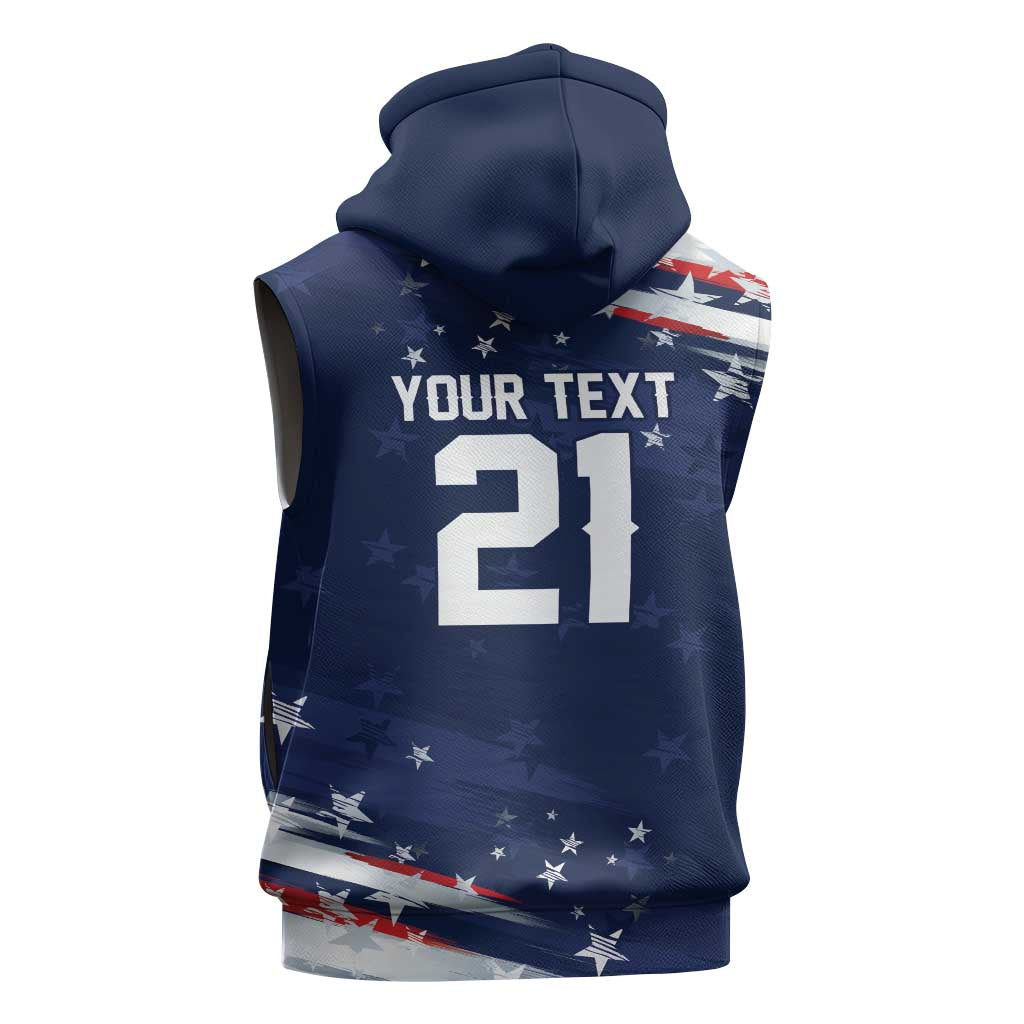 Custom Dripping Baseball United States Sleeveless Zip Hoodie