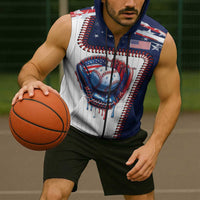 Custom Dripping Baseball United States Sleeveless Zip Hoodie