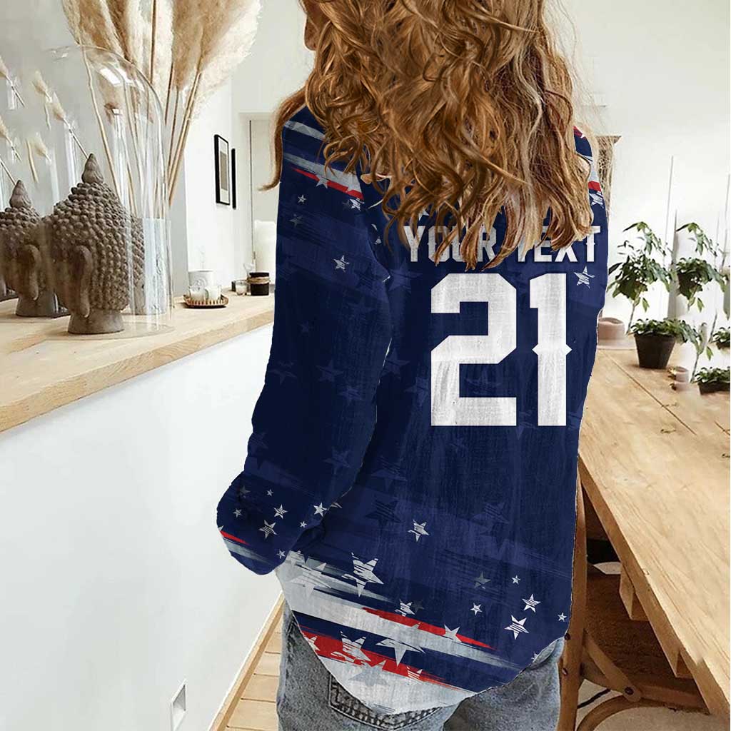 Custom Dripping Baseball United States Women Casual Shirt