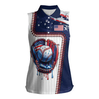Custom Dripping Baseball United States Women Sleeveless Polo Shirt
