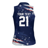 Custom Dripping Baseball United States Women Sleeveless Polo Shirt